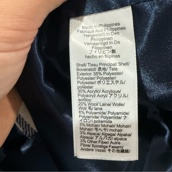 J Crew Coat Alfie Topcoat Boiled Wool in Buffalo Check Plaid Navy White - Picture 10 of 11